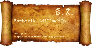 Barborik Kálmán névjegykártya